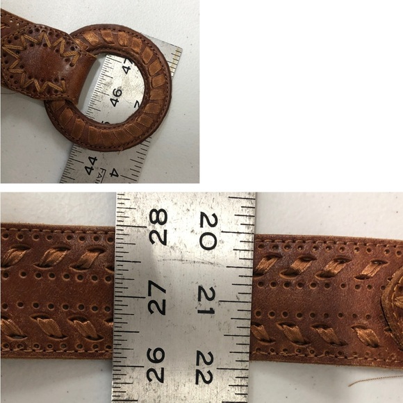 Leather Belt + Buckle Matching Ribbon Accent Stitching Boho Western Cowgirl - Picture 5 of 5